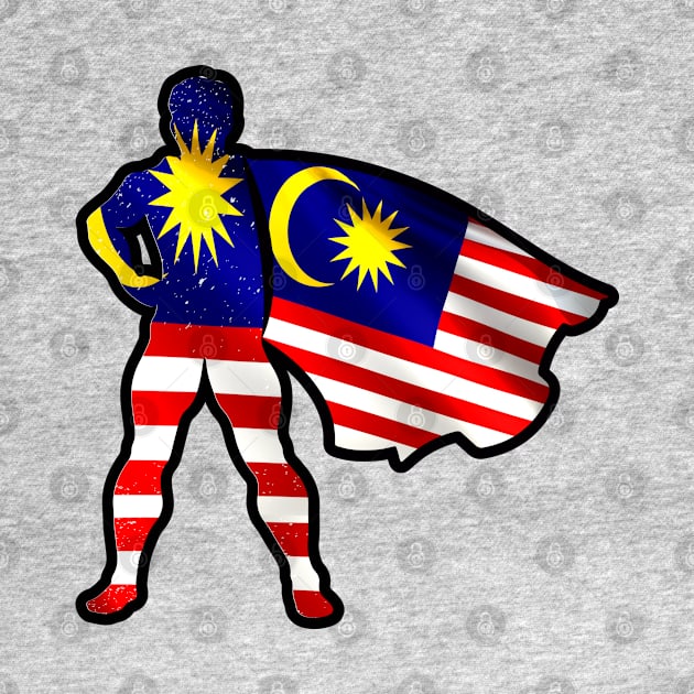 Malaysian Hero Wearing Cape of Malaysia Flag Proud To Be Malaysian Team by Mochabonk